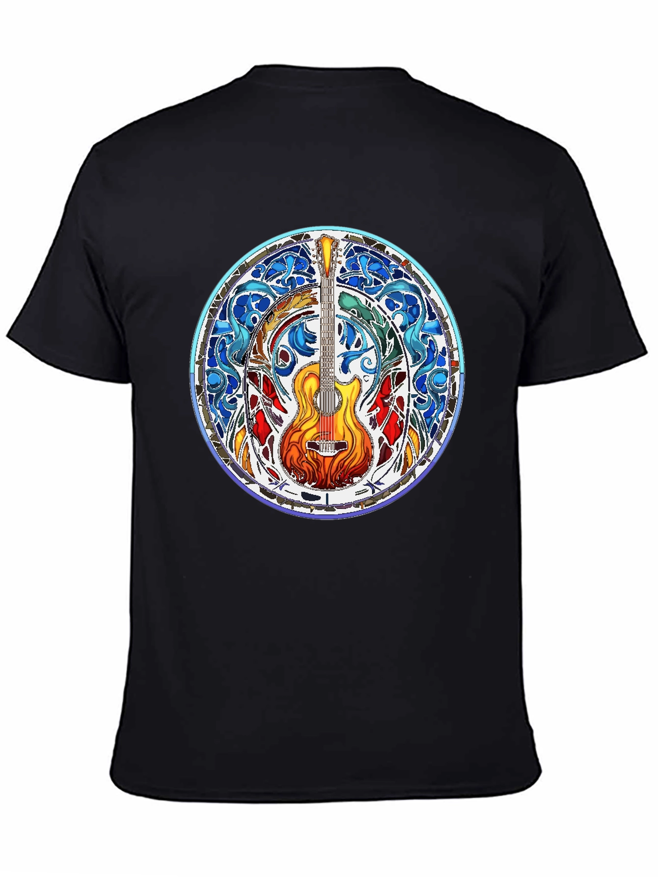 Stained Glass Guitar Tee - Musical Art Shirt