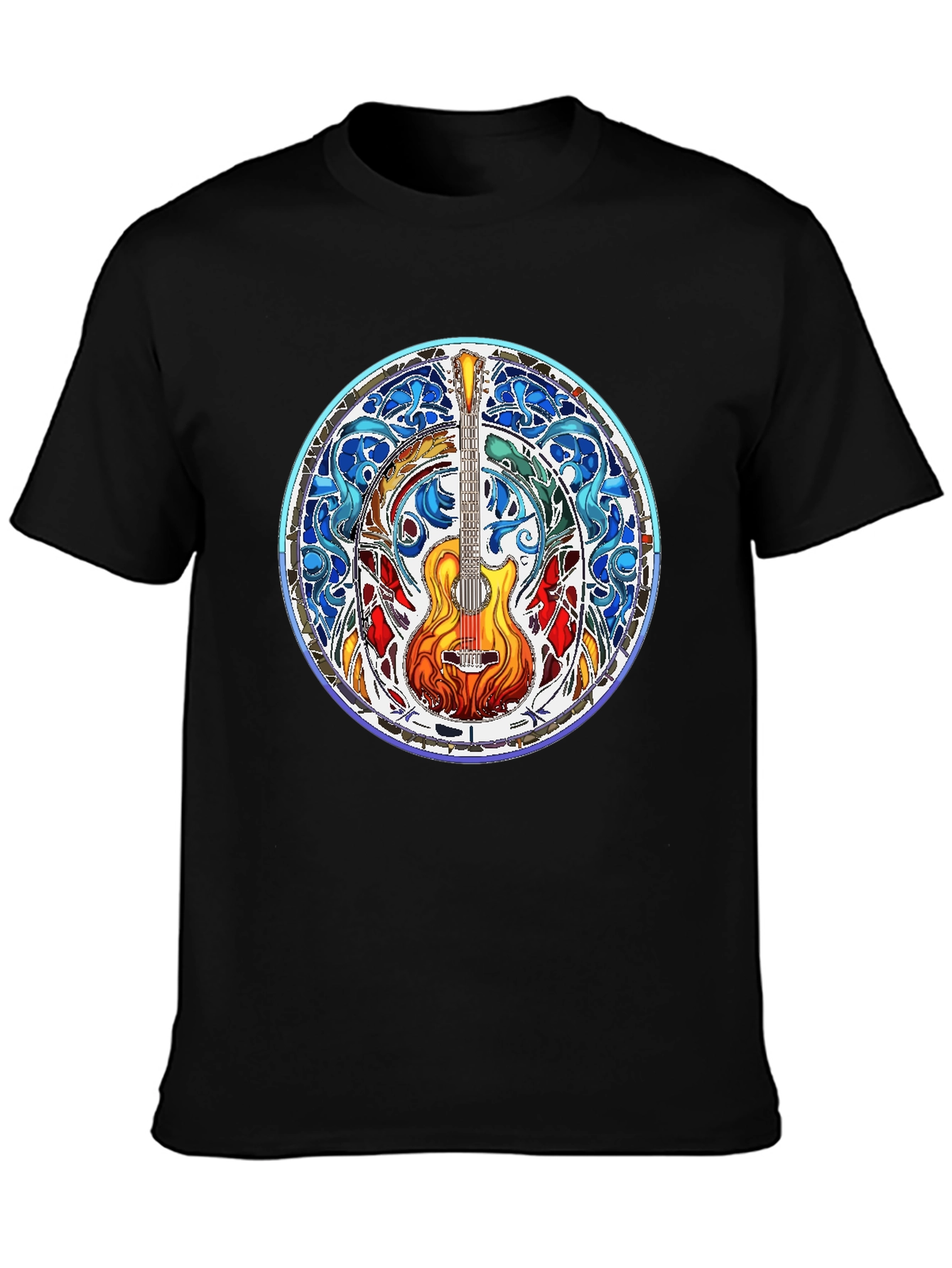 Stained Glass Guitar Tee - Musical Art Shirt