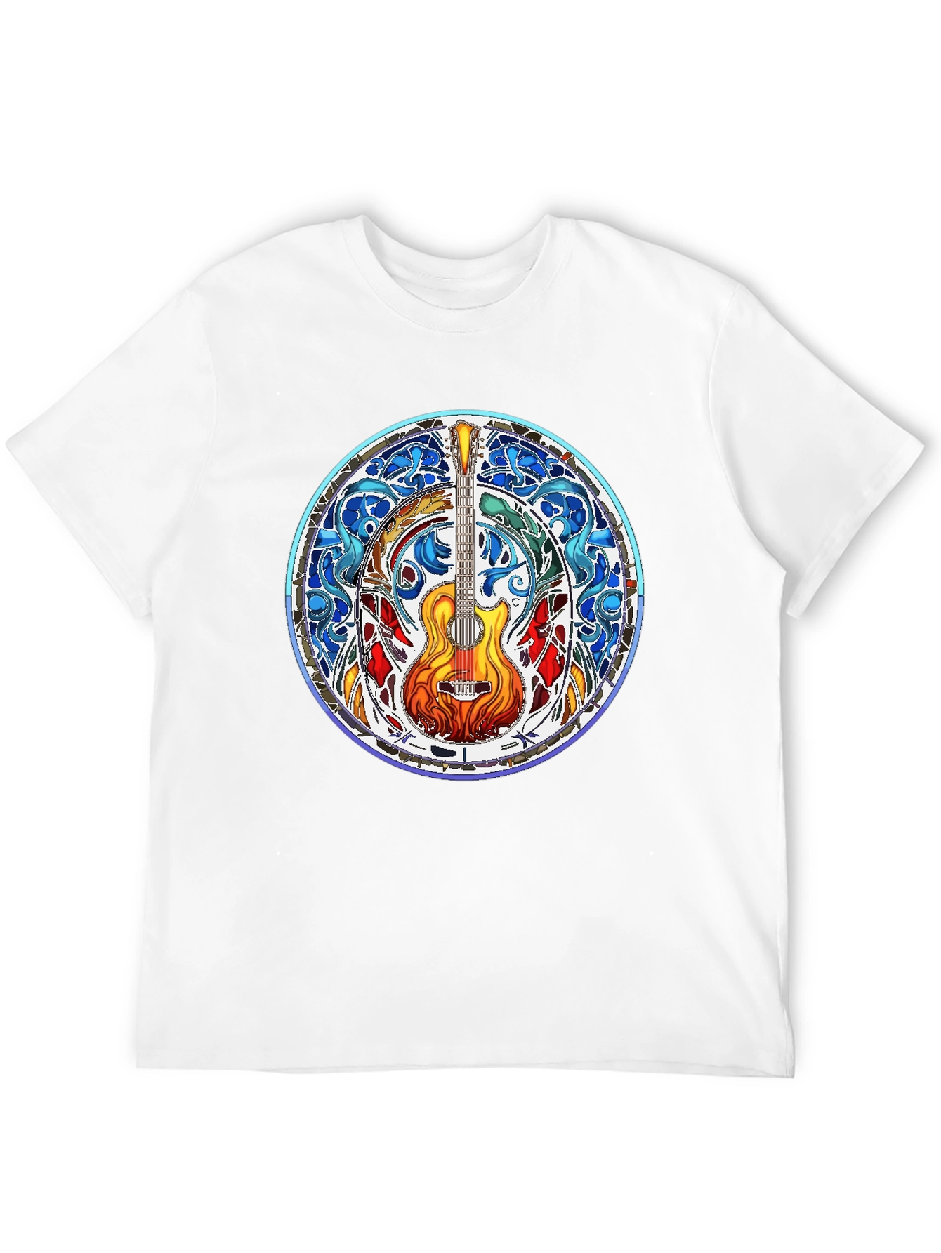 Stained Glass Guitar Tee - Musical Art Shirt