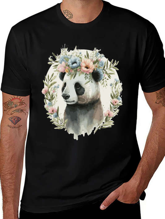 Panda Floral Crown T-Shirt - Unisex Fashion Tee