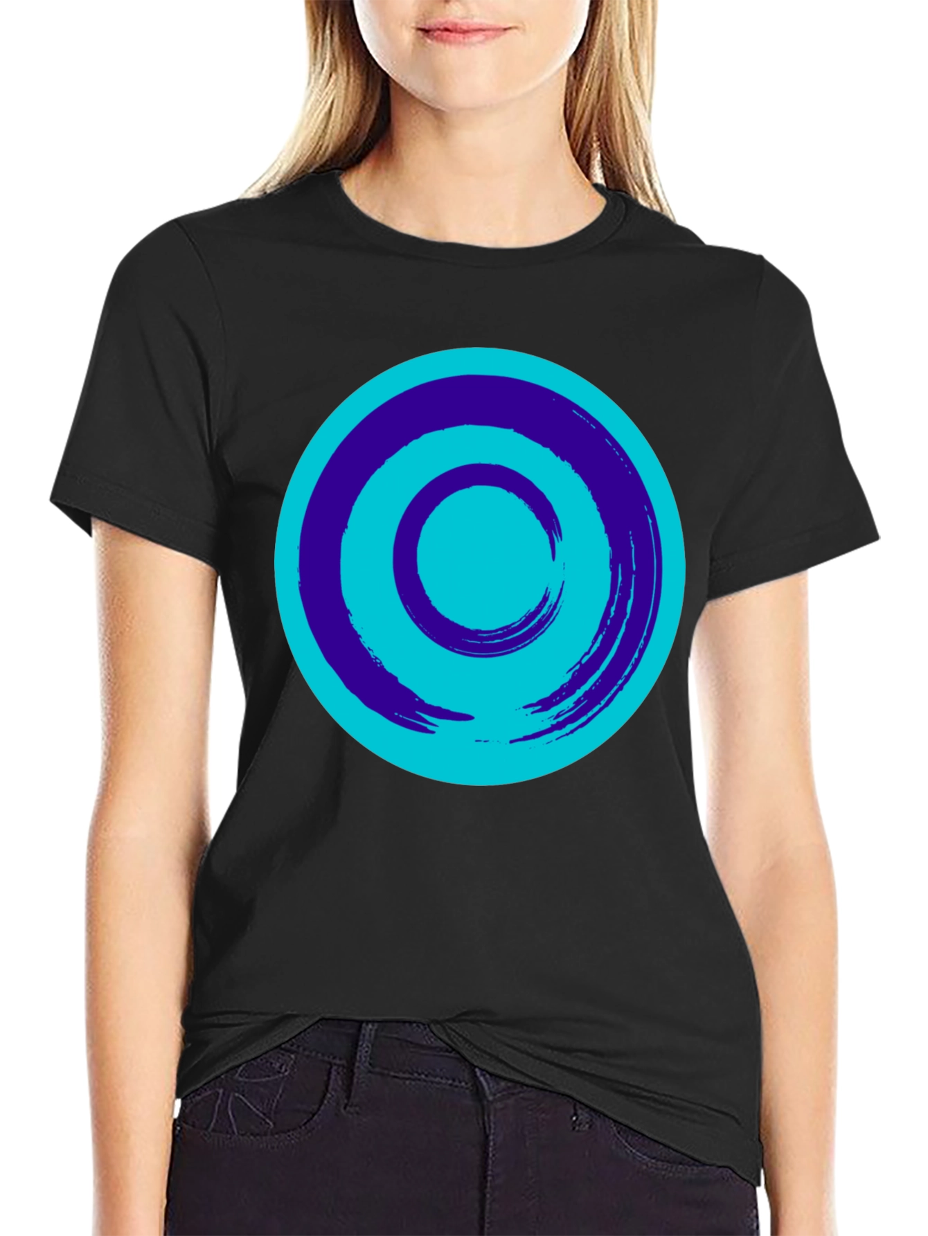 Abstract Circle Graphic Black T-Shirt