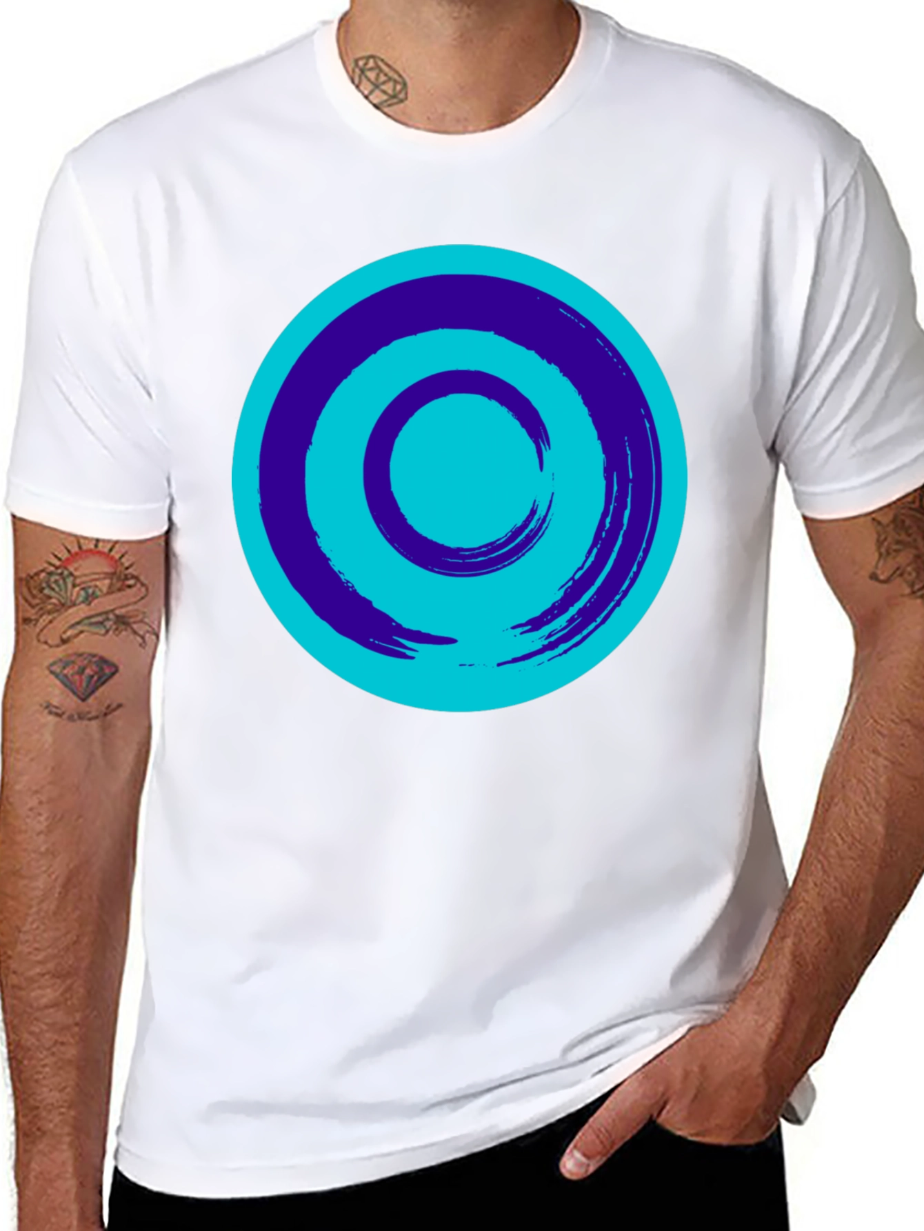 Abstract Circle Graphic Black T-Shirt