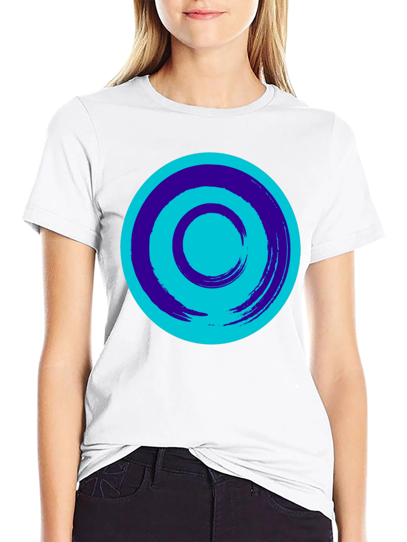 Abstract Circle Graphic Black T-Shirt