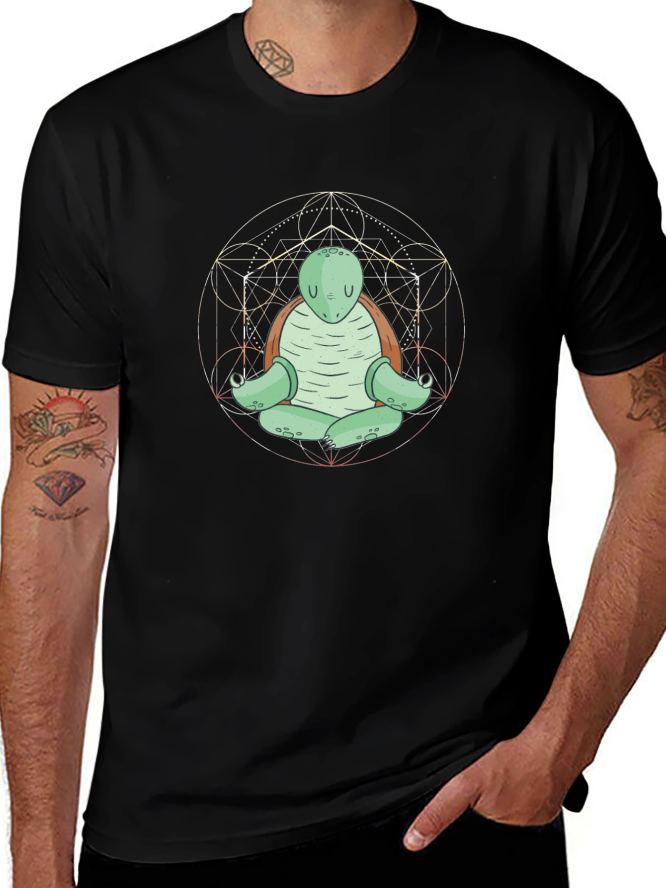Meditating Turtle T-Shirt - Zen Cartoon Design