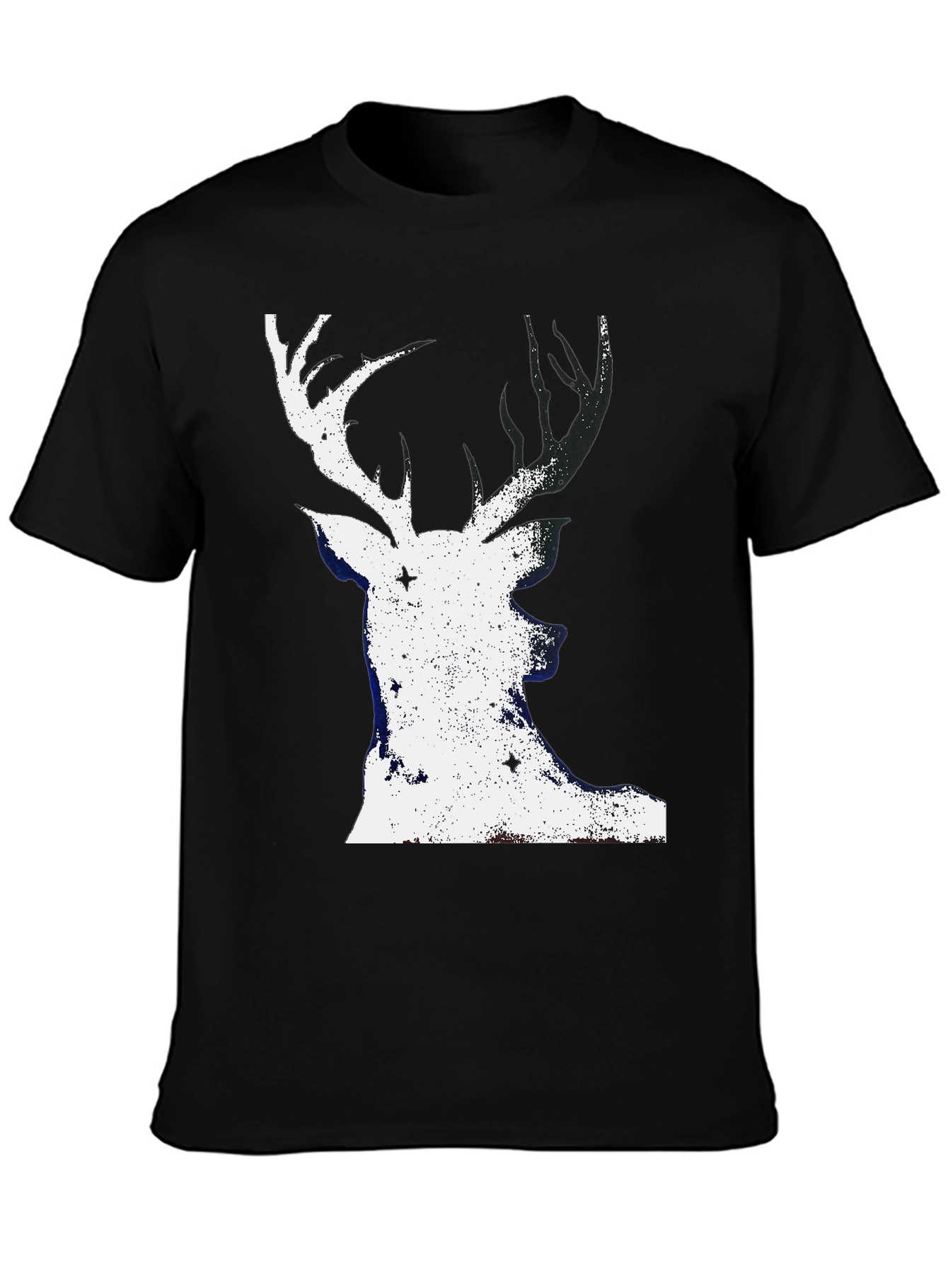 Deer Silhouette Graphic Tee - Black Cotton Blend