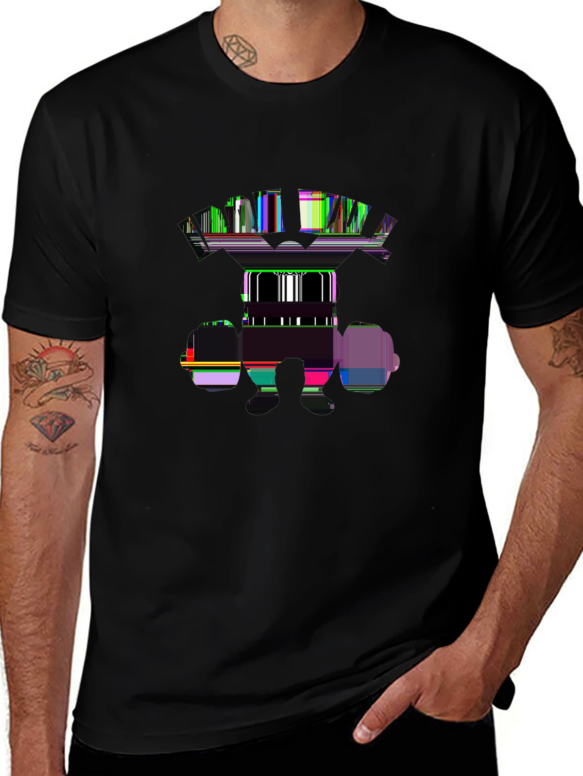 Train Hard Tee – Dumbbell cross, strongman