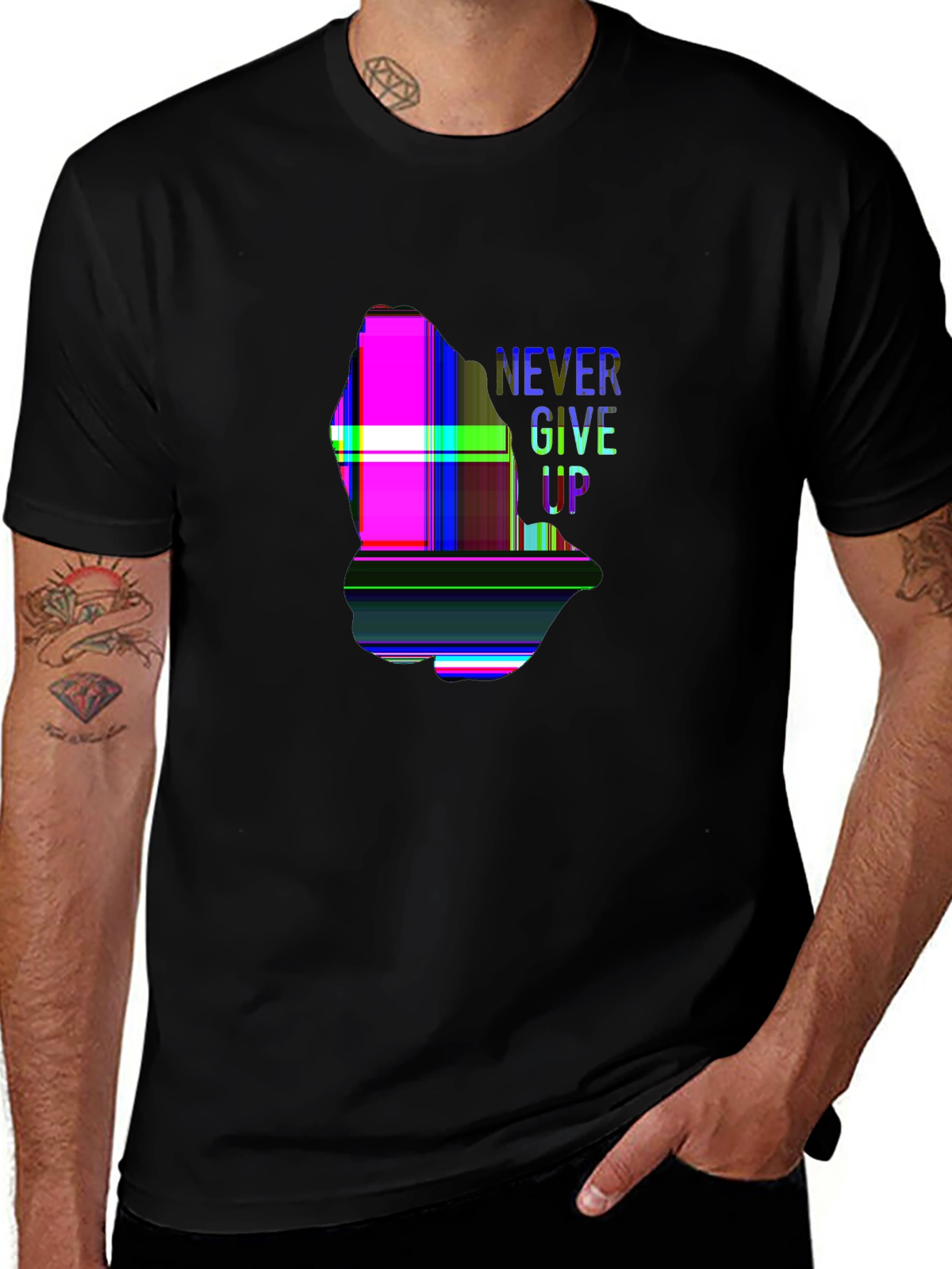Faith Over Fear Tee – Praying hands, 'NEVER