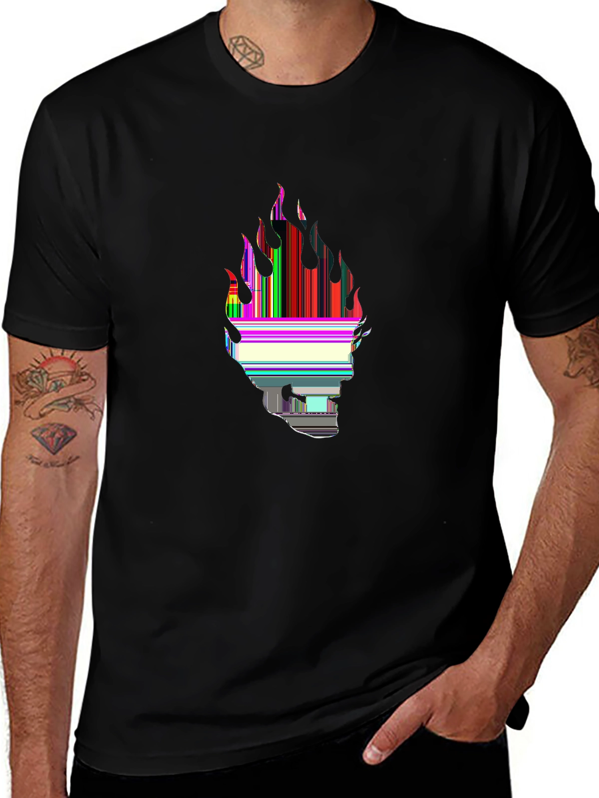 Dark Aesthetic Tee – Skull with flames