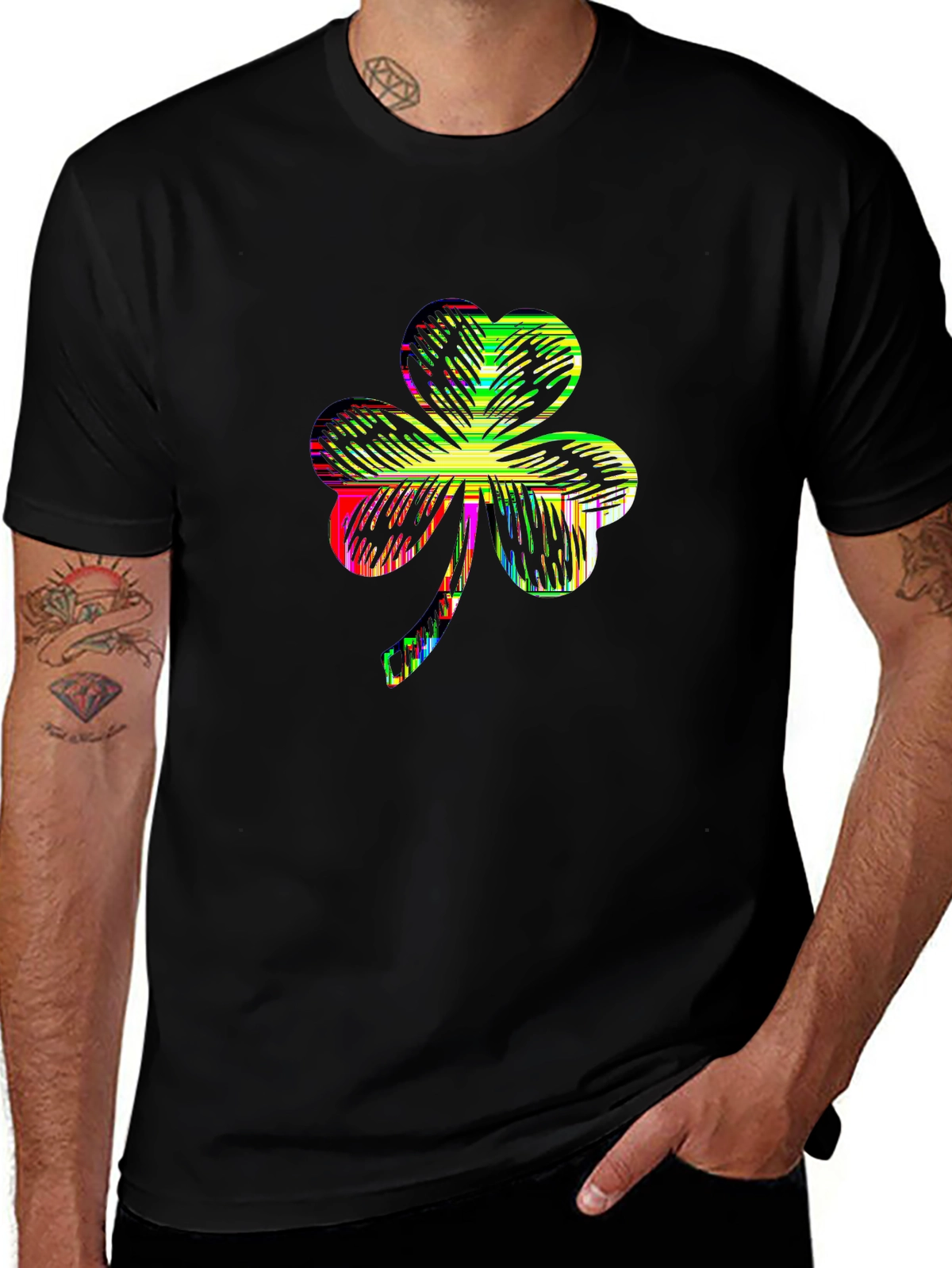 Holiday Spirit Tee – Shamrock clover, 'LUCKY'