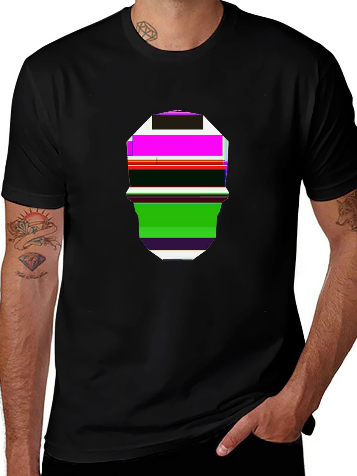 Dark Aesthetic Tee – Crystal skull, geometric