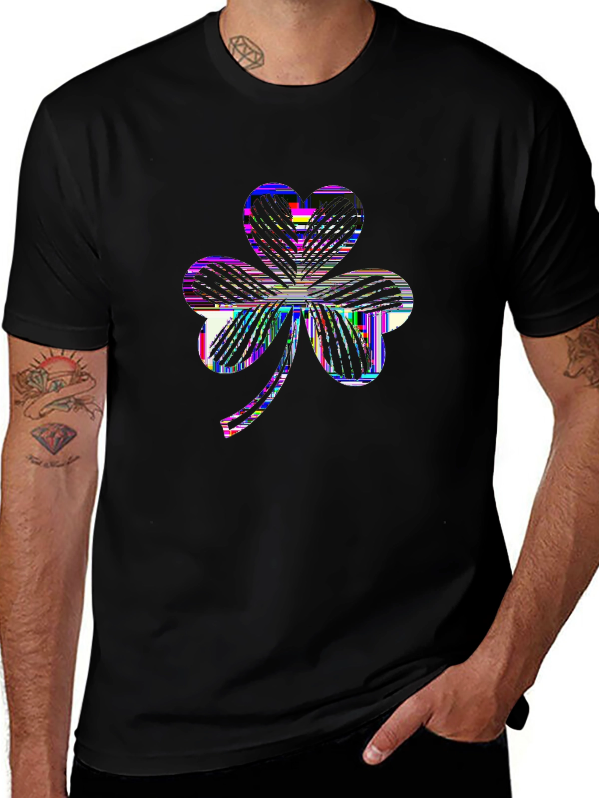 Holiday Spirit Tee – Shamrock clover, 'LUCKY'