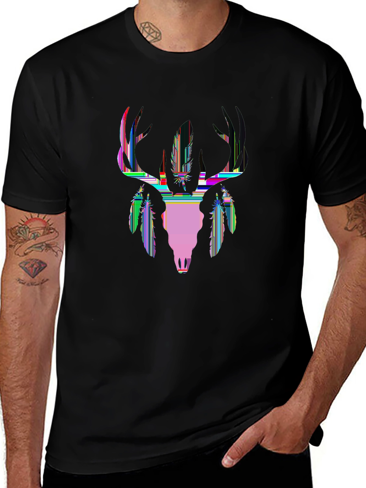 Dark Aesthetic Tee – Deer skull with