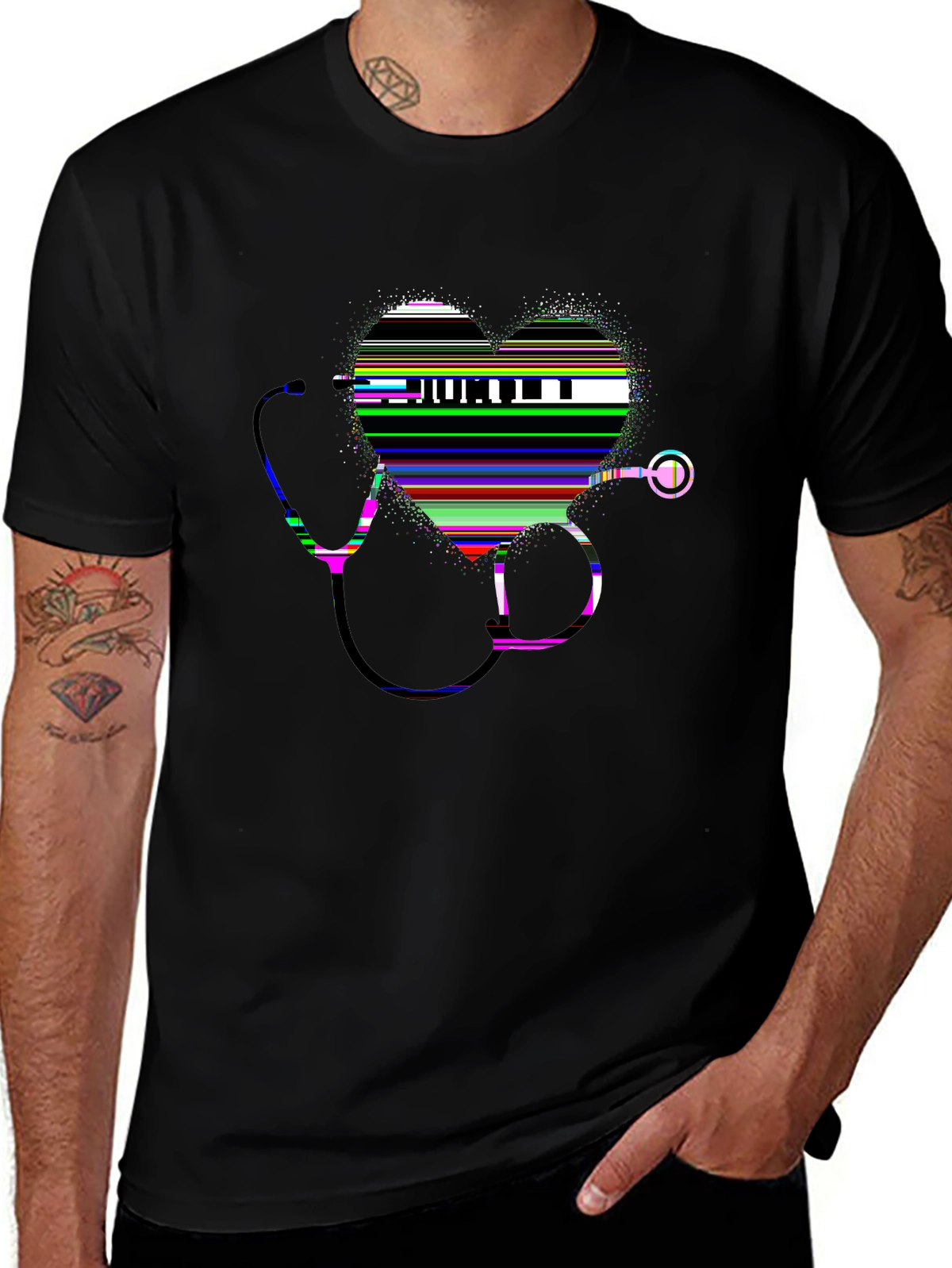 Side Hustle Tee – Stethoscope heart, nurse