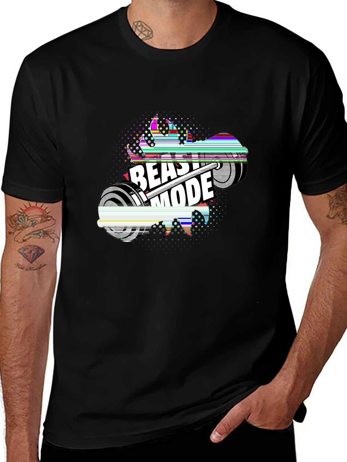 Train Hard Tee – Barbell with flames
