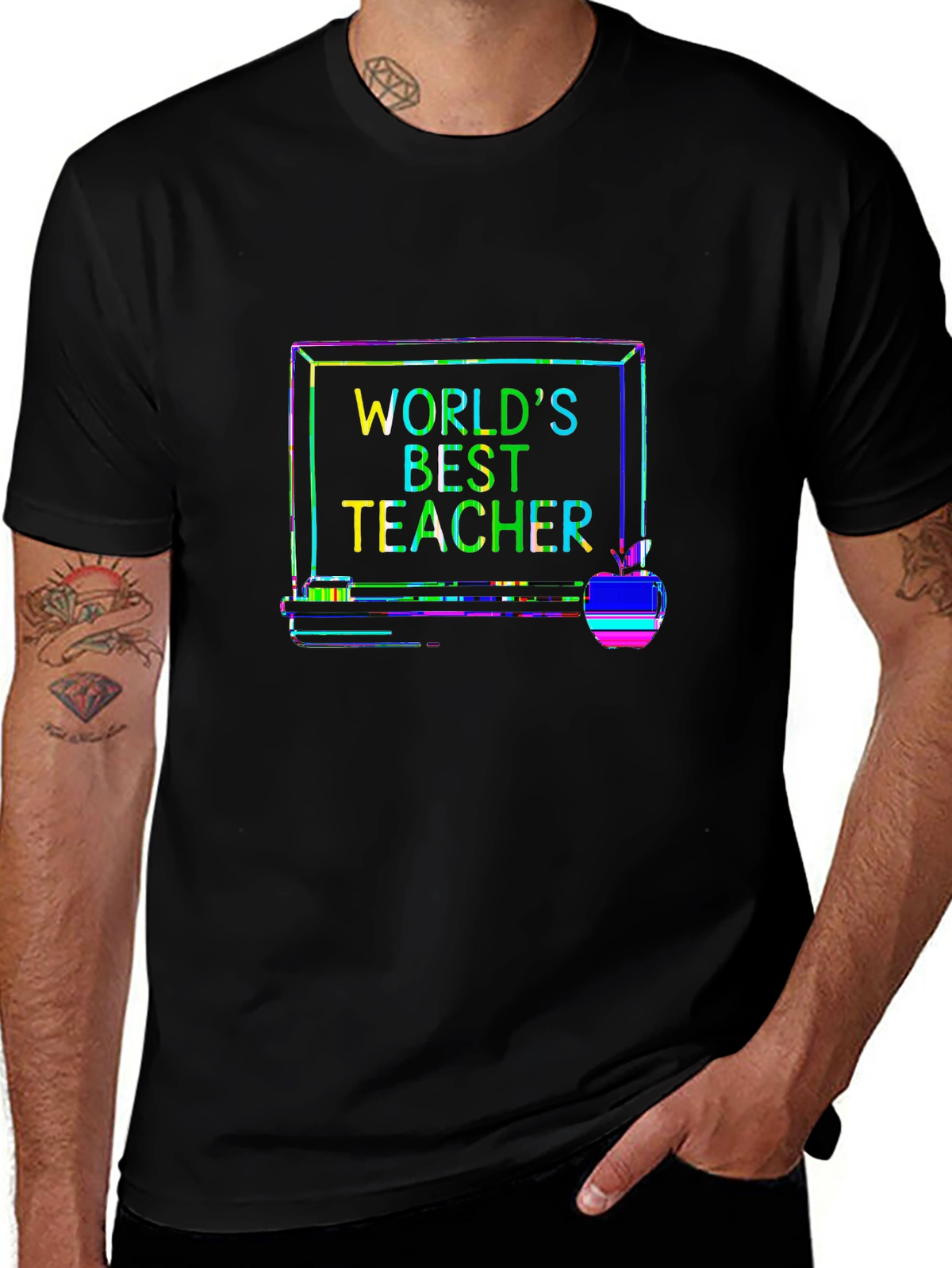 Side Hustle Tee – Chalkboard and apple