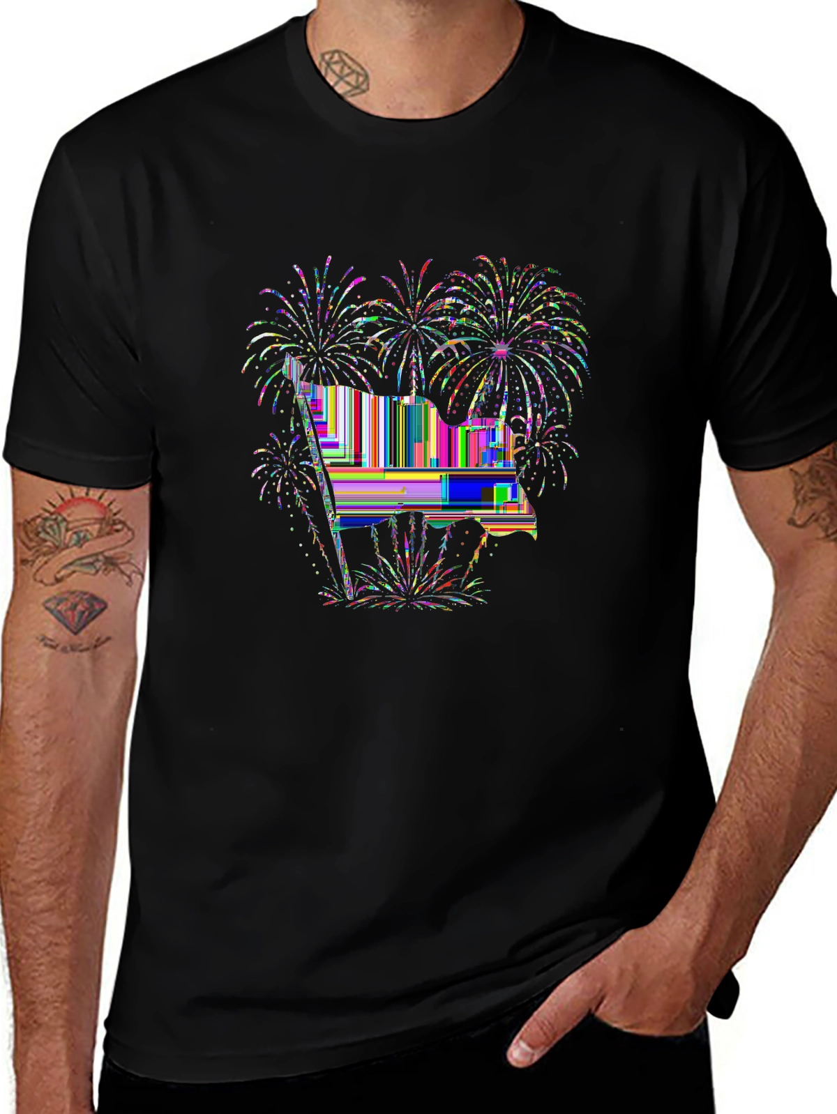 Holiday Spirit Tee – American flag fireworks