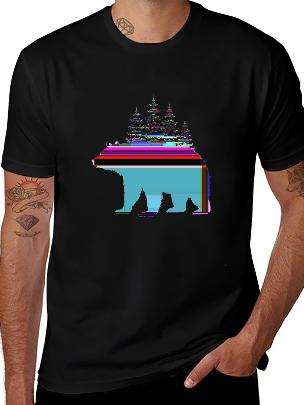 Wild Explorer Tee – Bear silhouette, forest