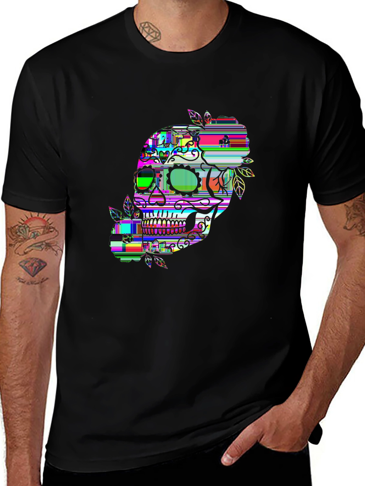 Dark Aesthetic Tee – Sugar skull with