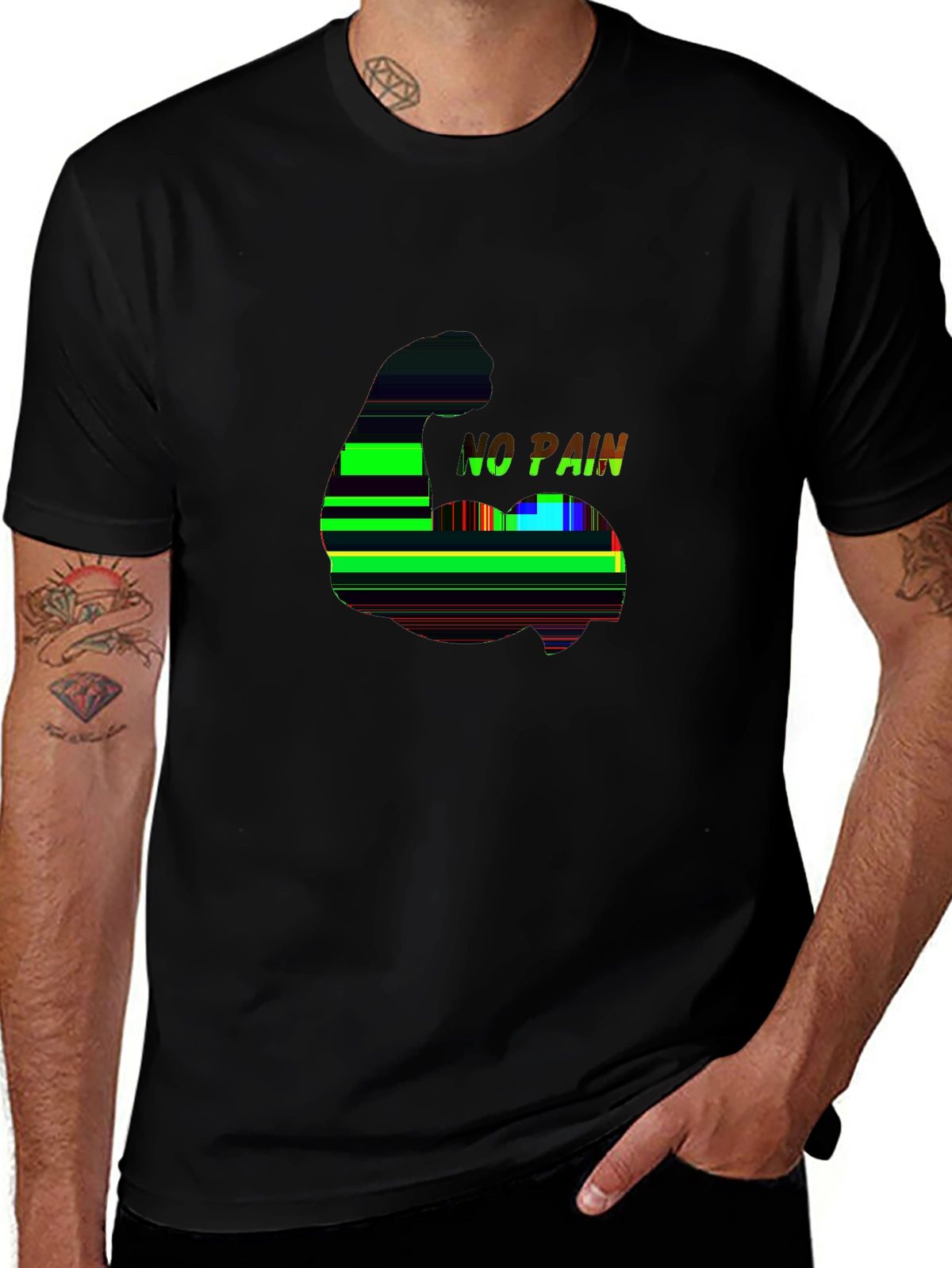 Train Hard Tee – Muscle arm flexing