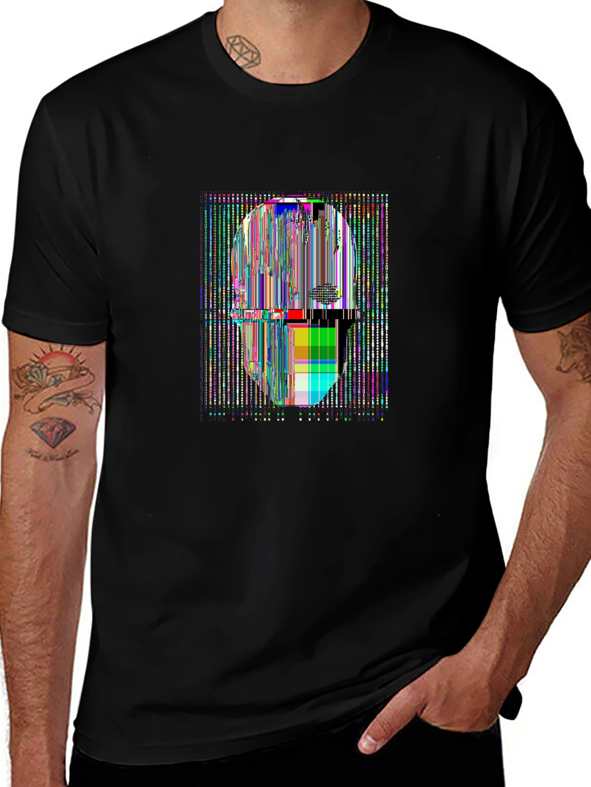 Future Tech Tee – Hacker skull, matrix