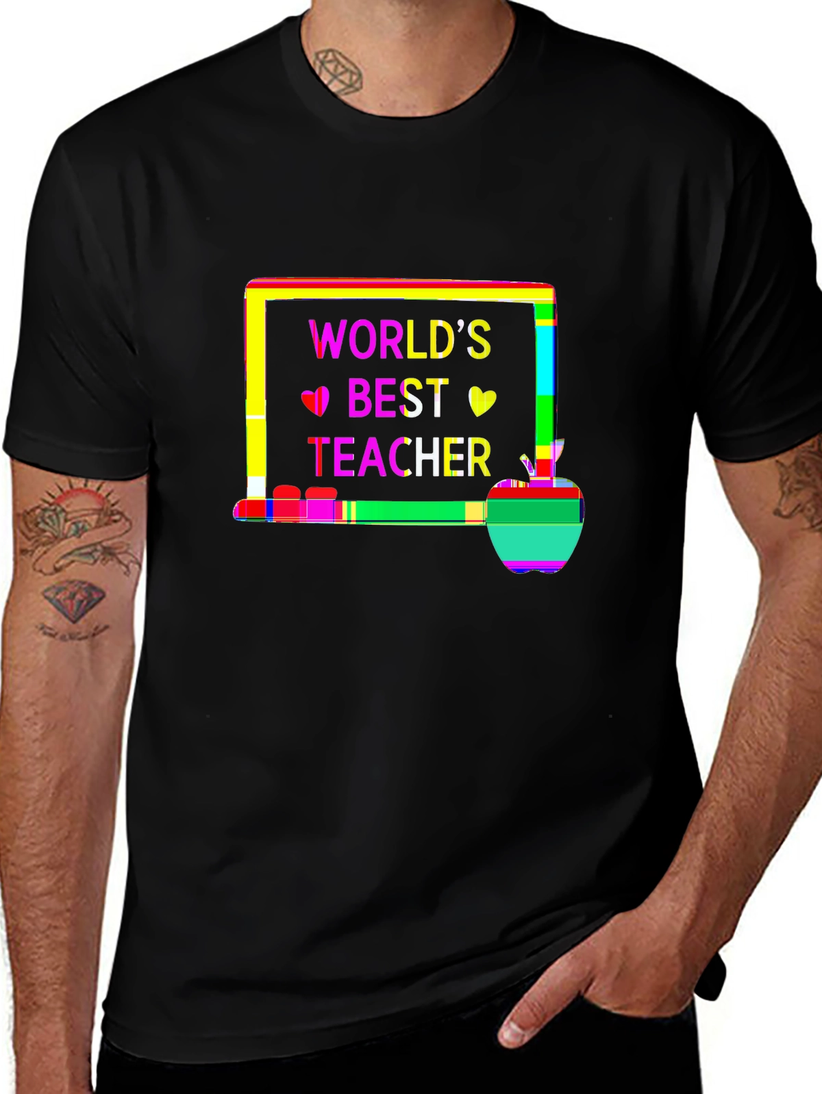Side Hustle Tee – Chalkboard and apple