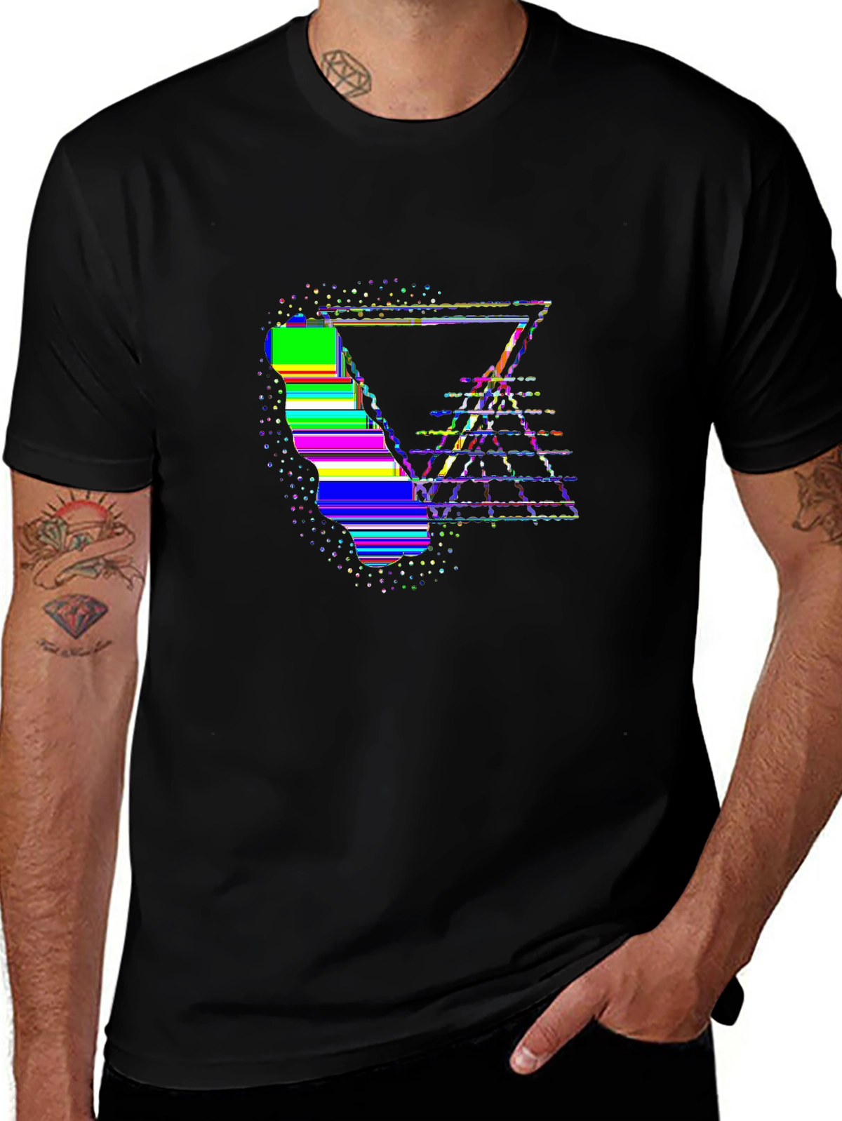 Retro Rewind Tee – 80s geometric sun