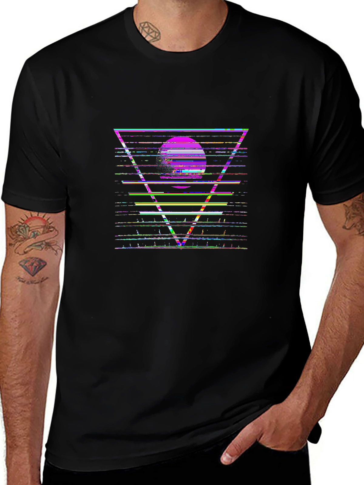 Retro Rewind Tee – 80s geometric sun