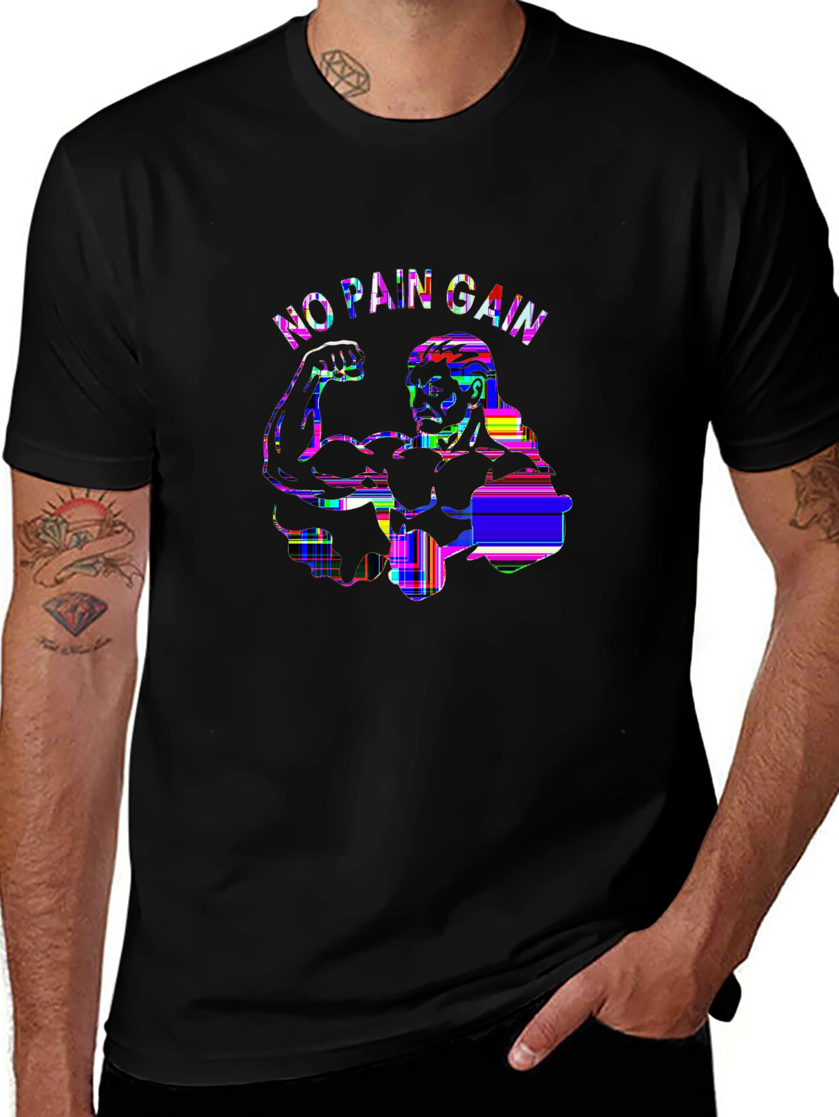 Train Hard Tee – Muscle arm flexing