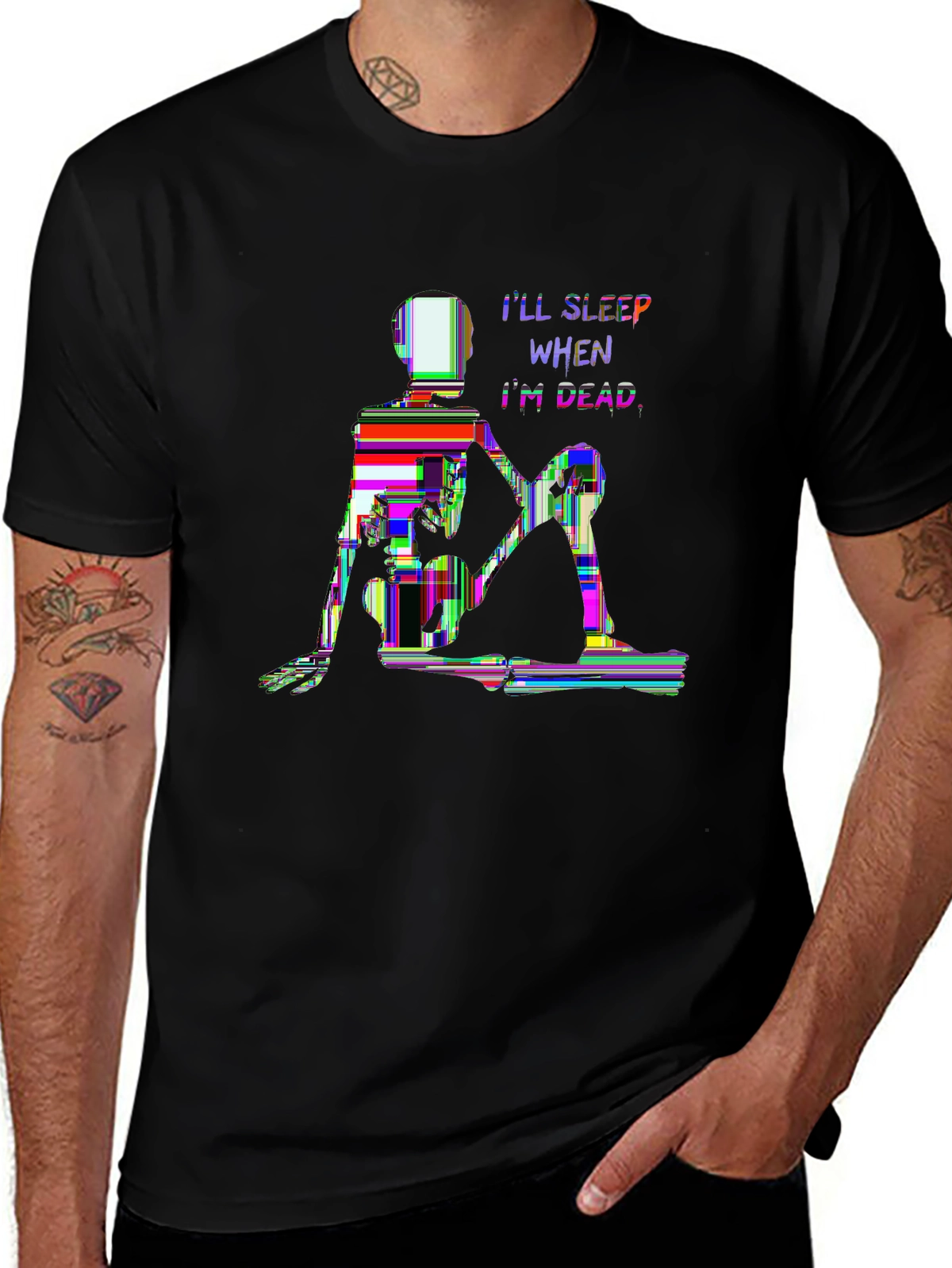 Funny Bone Tee – Skeleton sitting, 'I'LL