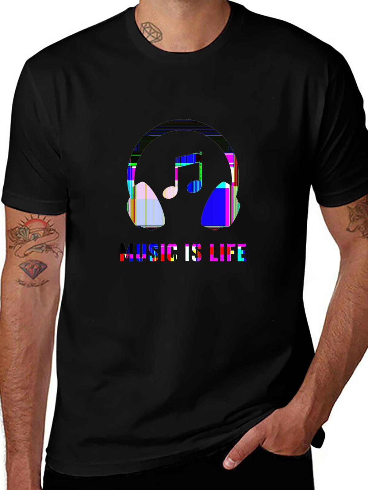 Vibes Music Tee – Headphones and notes