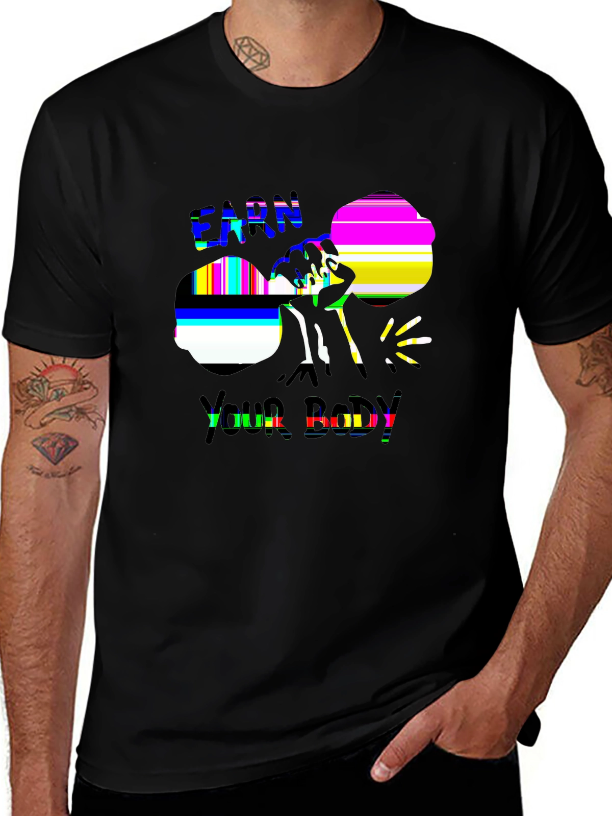 Train Hard Tee – Gym chalked hands