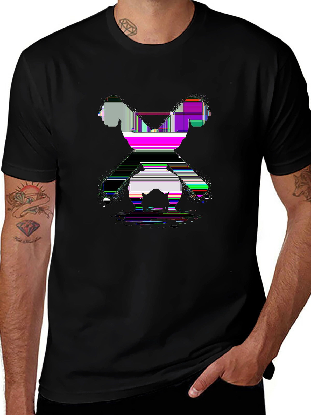 Train Hard Tee – Dumbbell cross, strongman