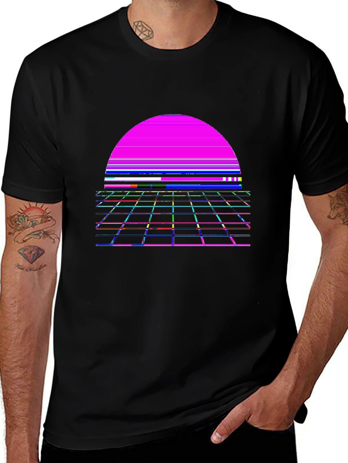 Retro Rewind Tee – Synthwave sunset, neon