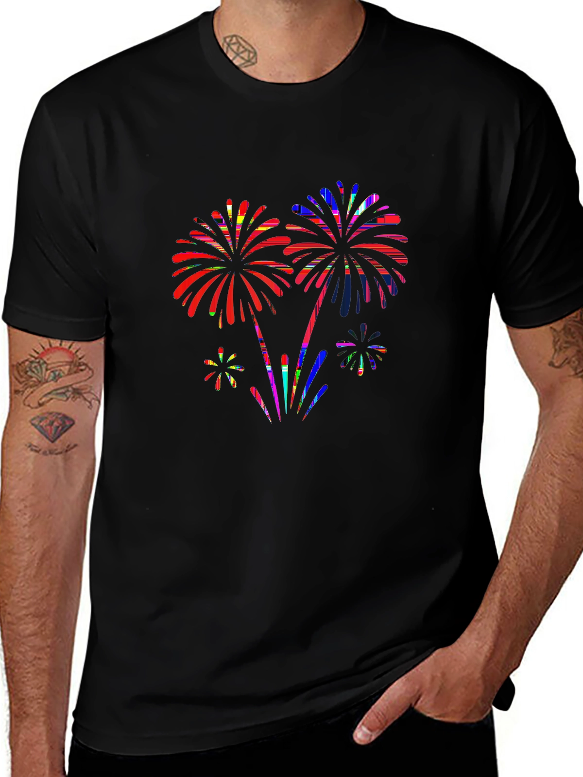 Holiday Spirit Tee – American flag fireworks