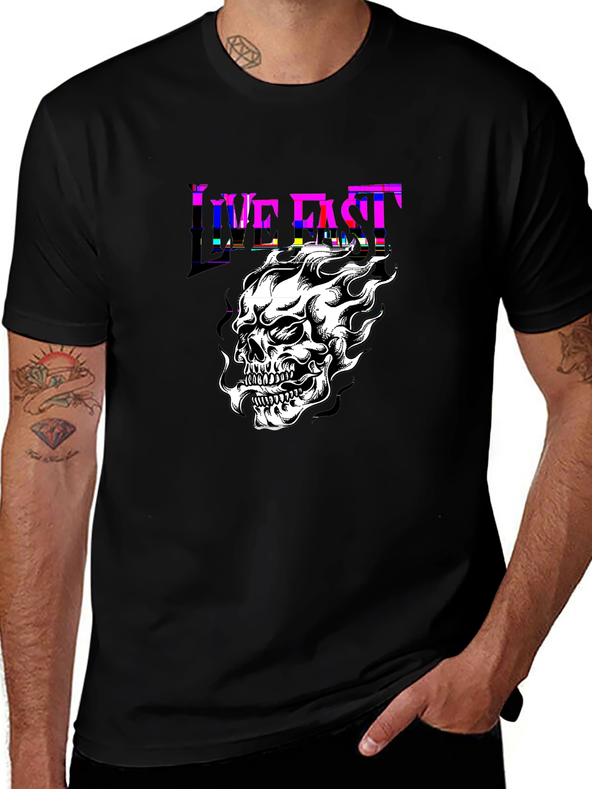 Dark Aesthetic Tee – Skull with flames