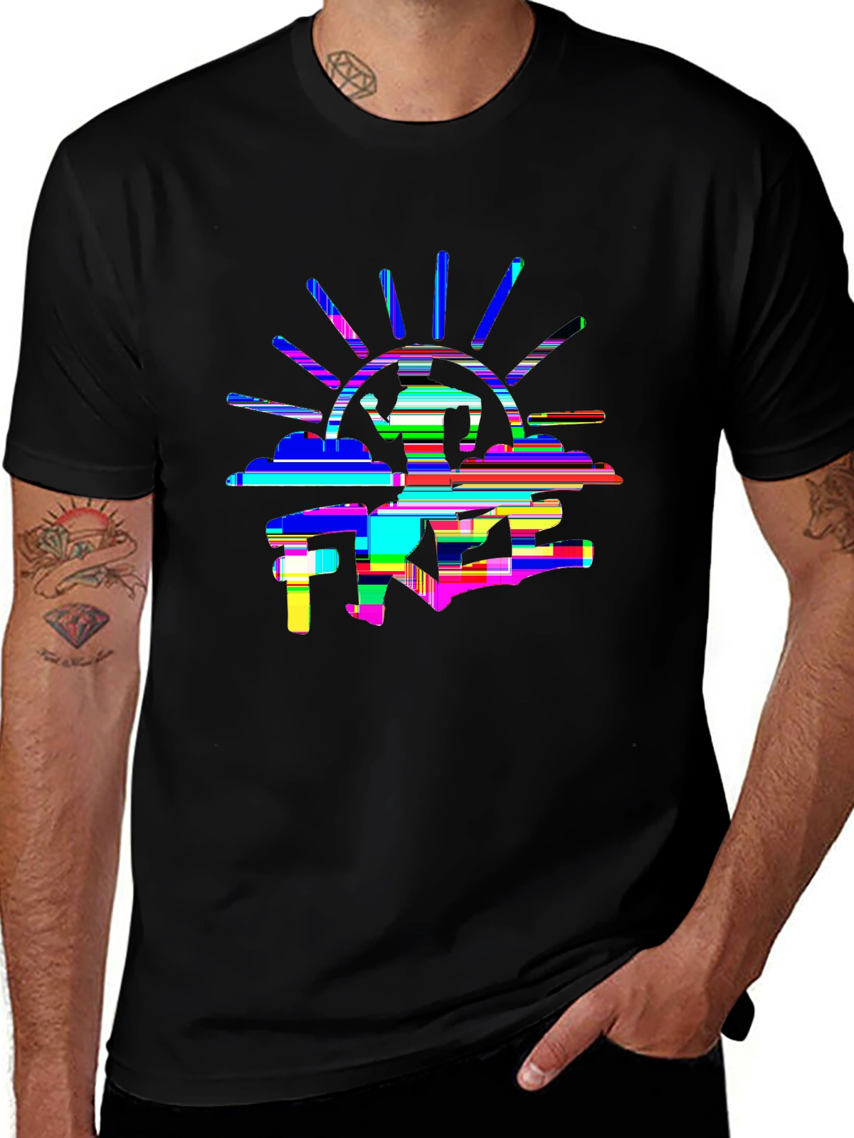 Train Hard Tee – Runner silhouette, sunrise