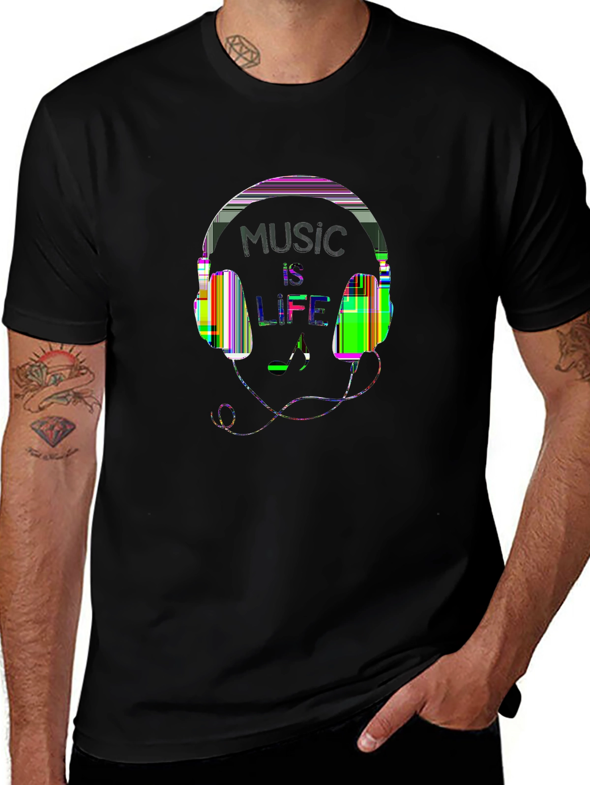 Vibes Music Tee – Headphones and notes