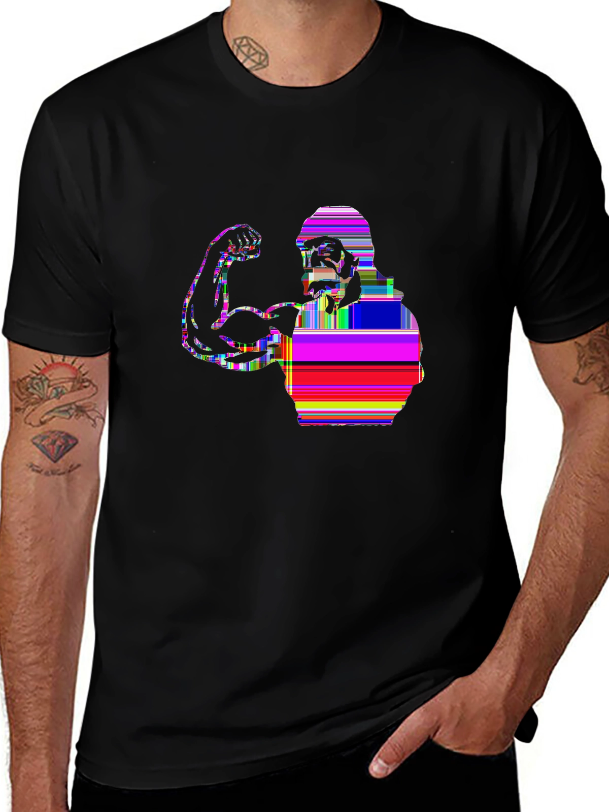 Train Hard Tee – Muscle arm flexing