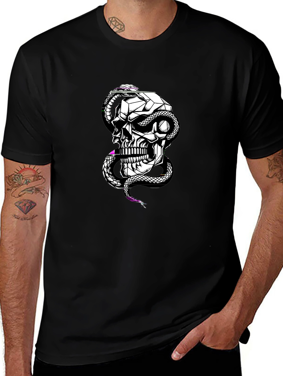 Dark Aesthetic Tee – Skull with snake