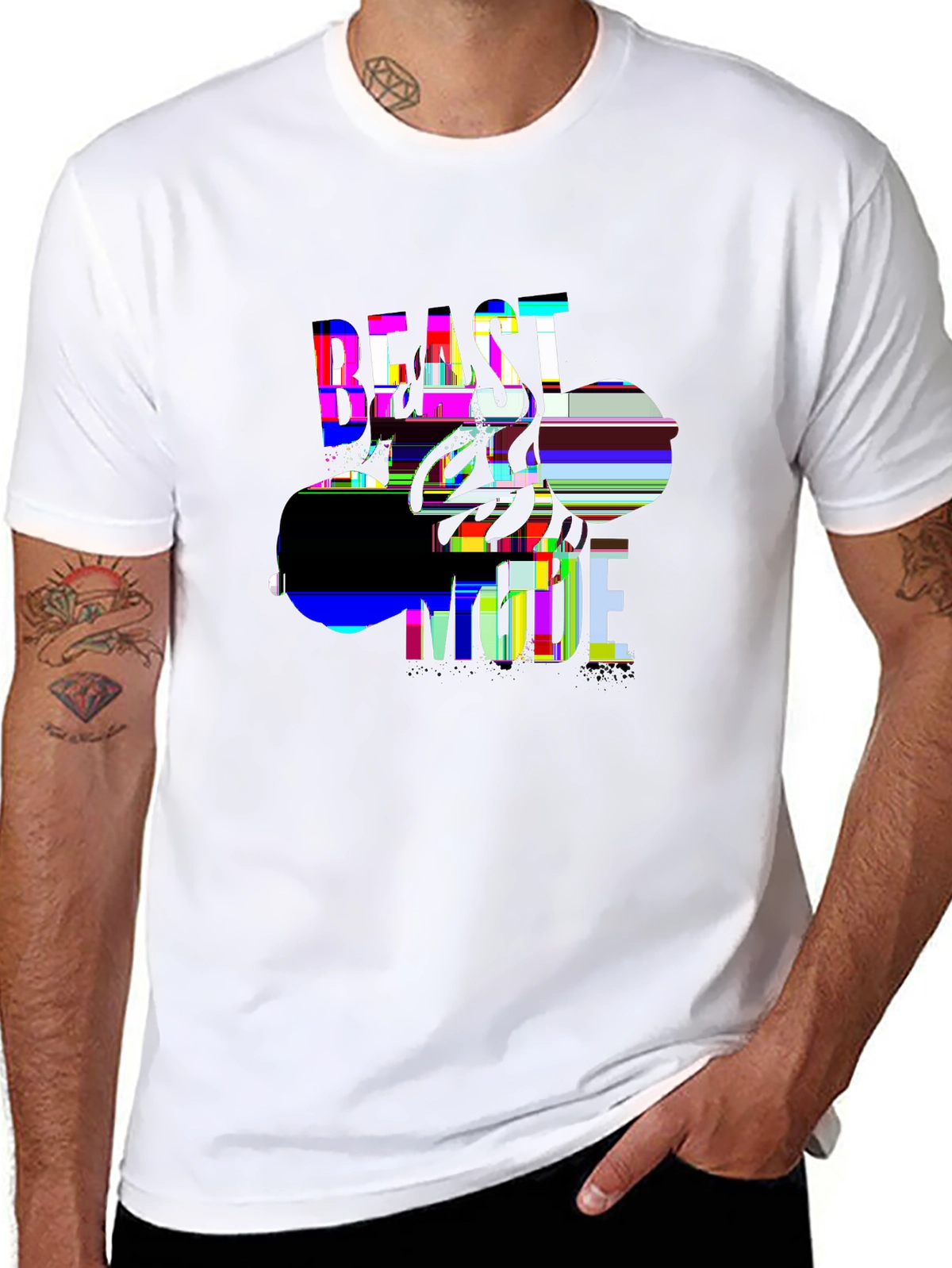 Train Hard Tee – Barbell with flames