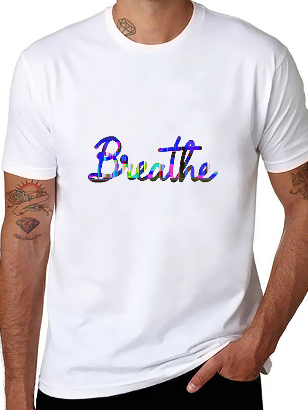 Minimal Statement Tee – Monoline 'BREATHE', simple