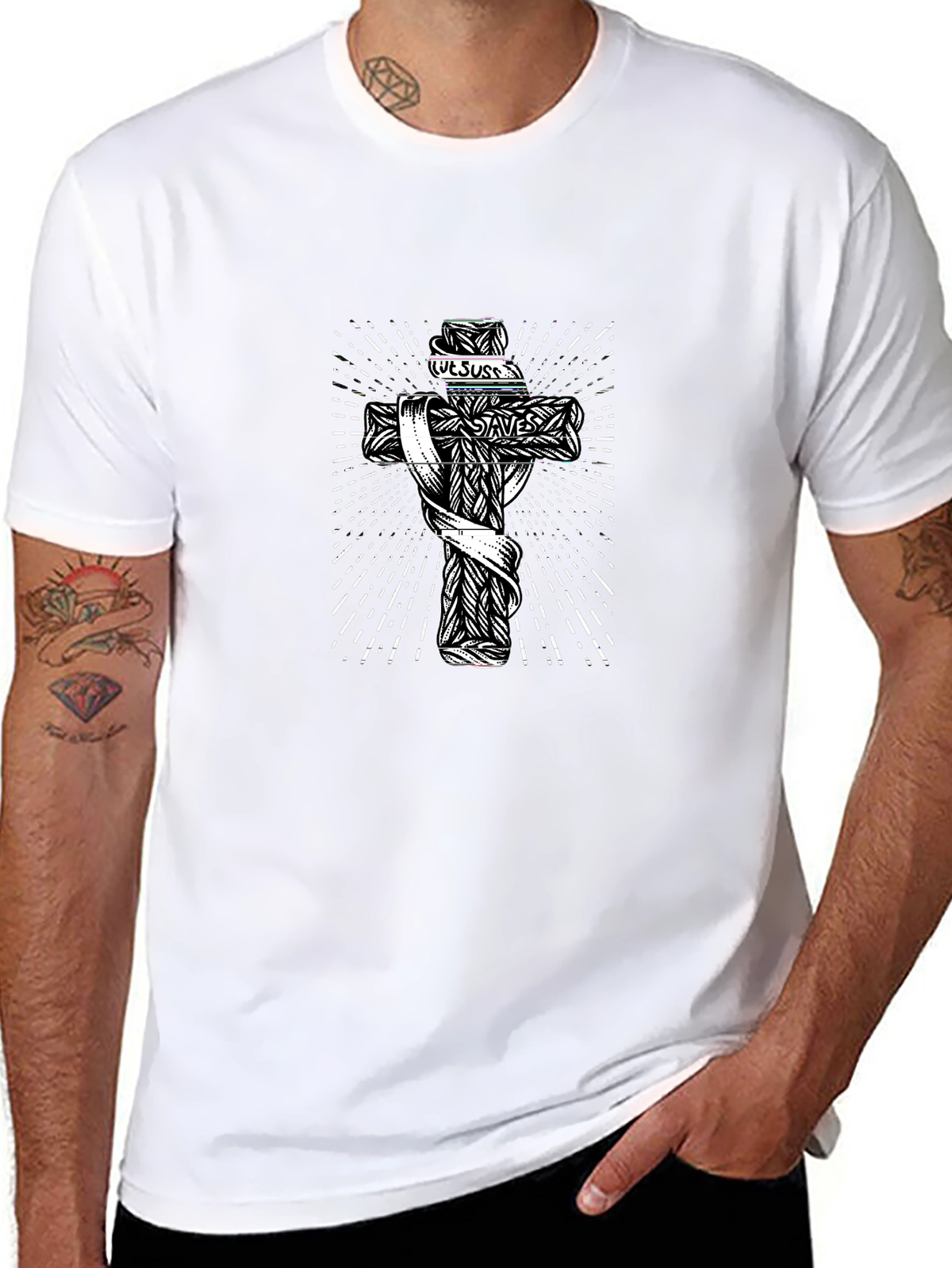 Faith Over Fear Tee – Cross with light
