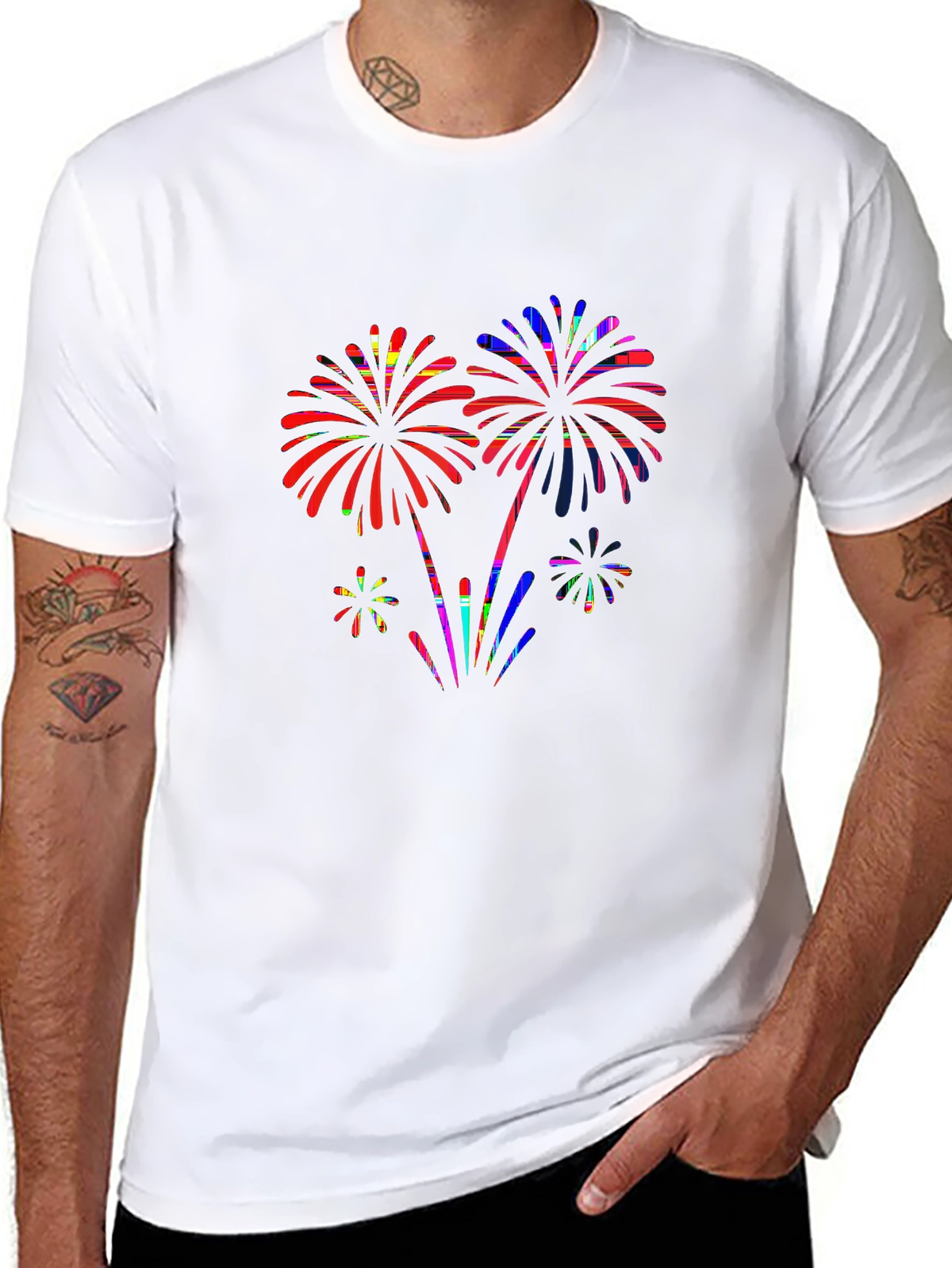 Holiday Spirit Tee – American flag fireworks