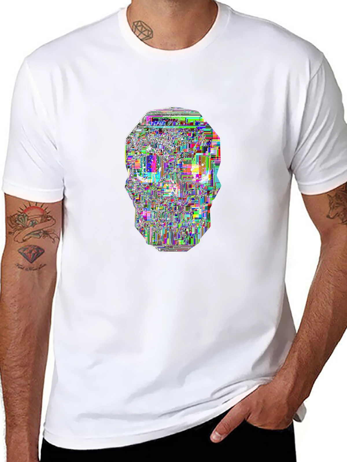 Dark Aesthetic Tee – Crystal skull, geometric