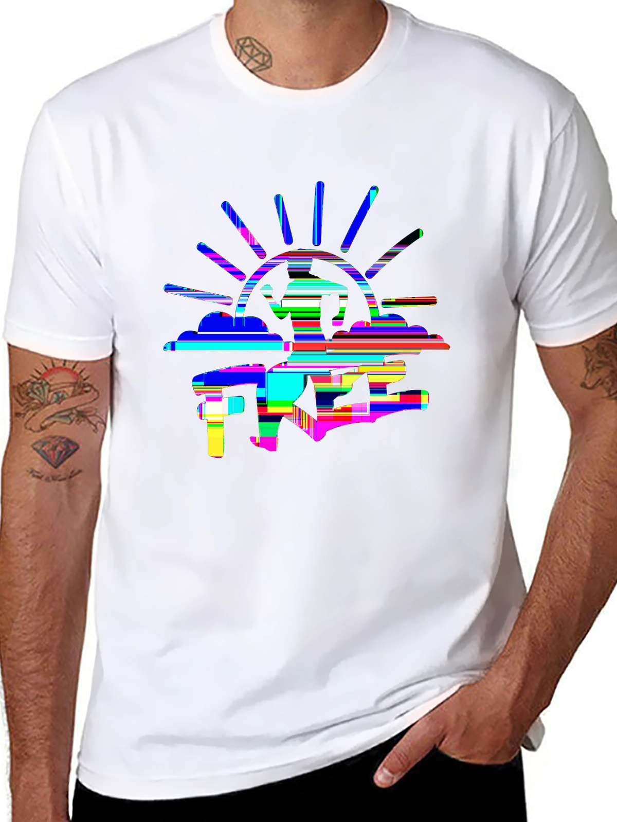 Train Hard Tee – Runner silhouette, sunrise