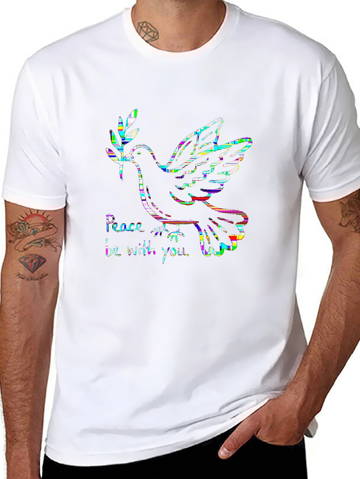 Faith Over Fear Tee – Dove with olive