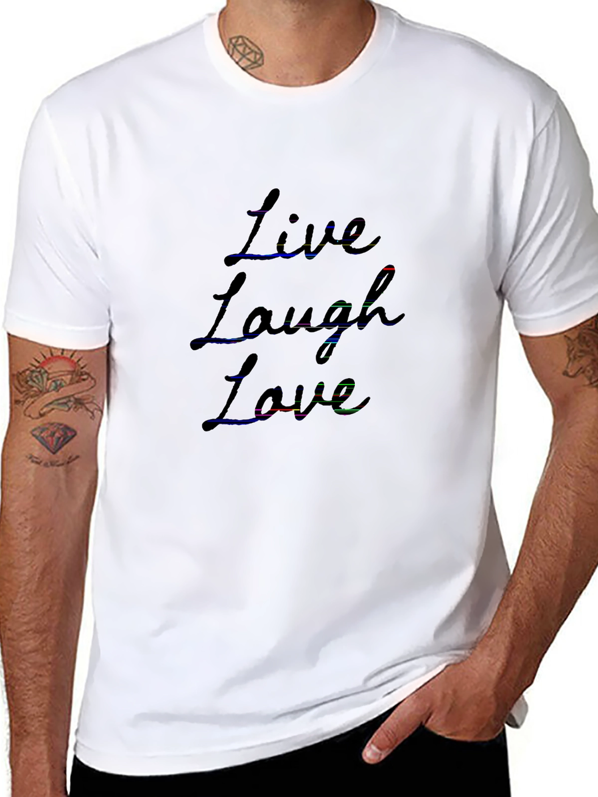 Minimal Statement Tee – Script cursive 'LIVE