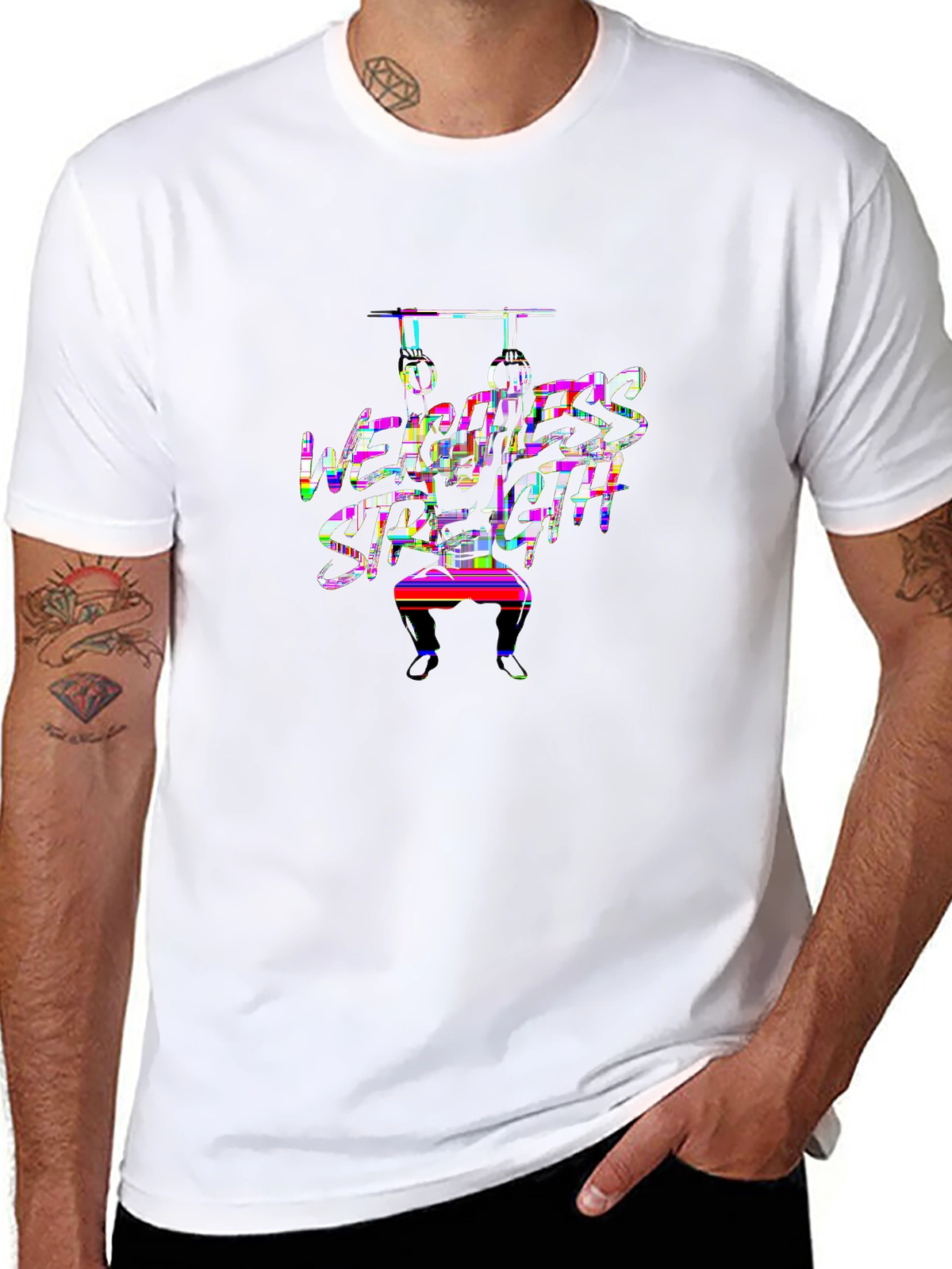 Train Hard Tee – Calisthenics rings, 'WEIGHTLESS
