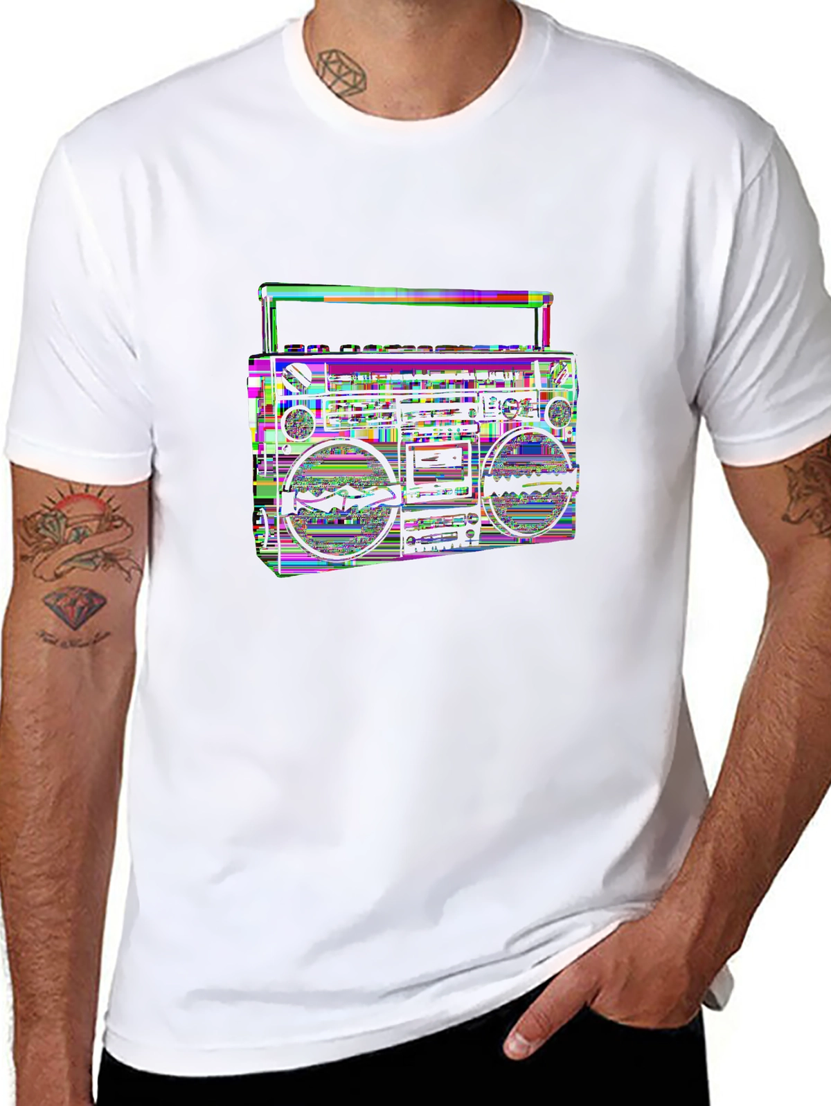 Retro Rewind Tee – Retro boombox with