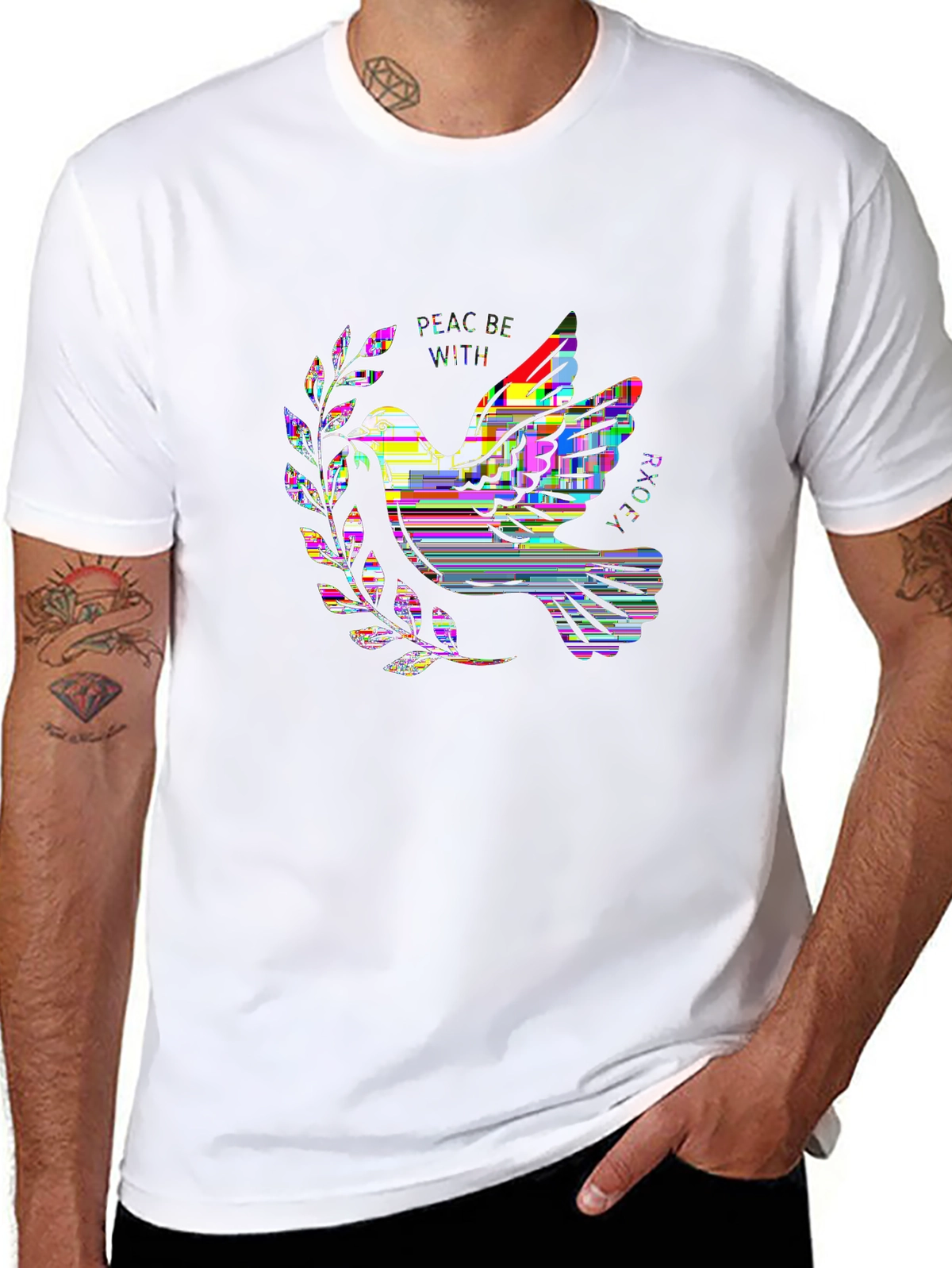 Faith Over Fear Tee – Dove with olive